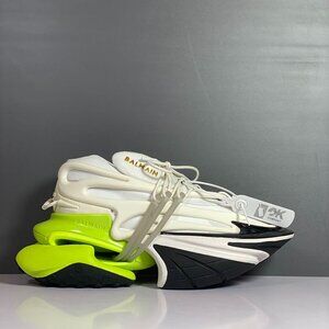 Balmain Unicorn White/Green Leather Sneakers